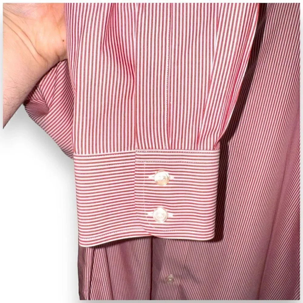 Charles Tyrwhitt Red & White Stripe Dress Shirt 16.5 34